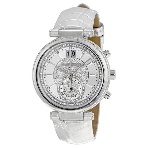 Michael Kors Sawyer Silver Crystal Pave Dial Ladies Watch 